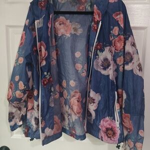 Floral Blue Women's Rain Jacket